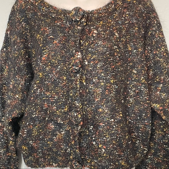 Vintage 1980s PAUL ET DUFFIER Large Black Cropped Boxy Women’s Mohair Sweater - Picture 5 of 15